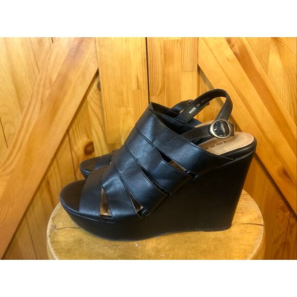Torrid Black Faux Leather Platform Wedge Size 11W - Picture 3 of 8